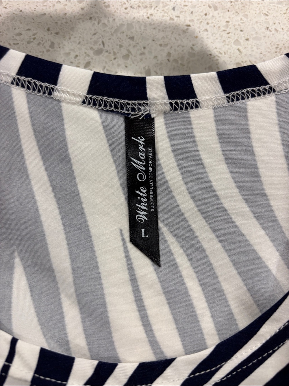 White Mark Women’s Navy & White Zebra Print Cold-Shoulder Top - Picture 5 of 6